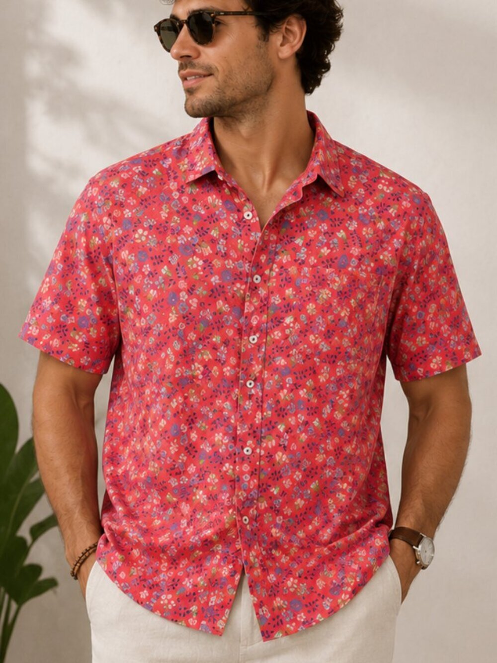 Good Man Lead Inspire Live Floral Button Down Camp Shirt Size XL 36947